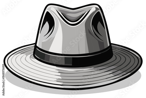 Retro Style Fedora Hat Illustration Classic Headwear Accessory Fashionable Elegant Design