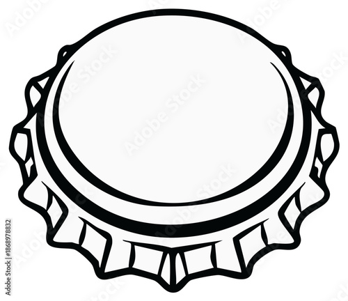 Simple black and white line art illustration of a bottle cap