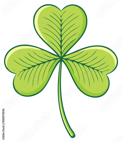 Vibrant green shamrock clover leaf illustration representing good luck and Irish culture