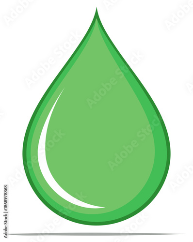 Illustration of a Green Liquid Drop Shape Graphic Element, Nature Symbol, and Environmental Concept