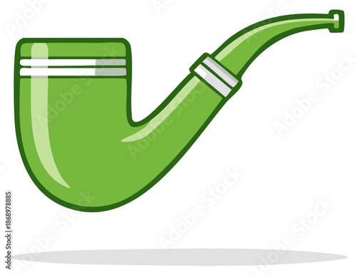 Green smoking pipe illustration with a shadow, vector illustration of a smoking pipe, isolated design