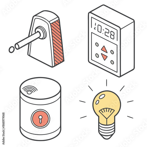 Intelligent Home Technology and Connected Devices Icon Set