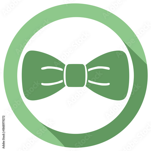Elegant Green Bow Tie Vector Icon with Flat Design and Modern Long Shadow Effect