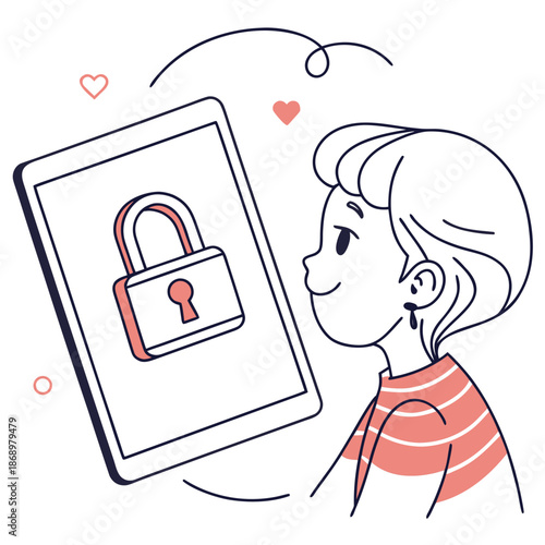 Kids Online Privacy Protection Minimal Vector Icon