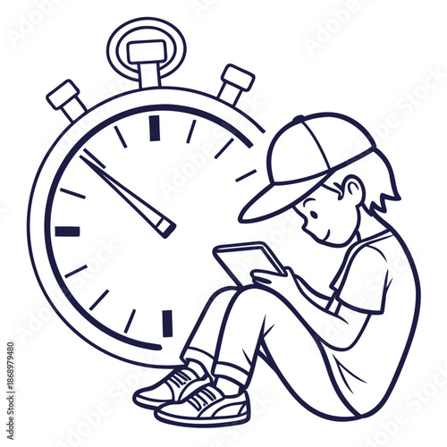 Kids Screen Time Management Line Icon Vector