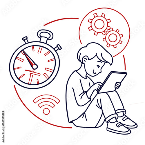 Digital Screen Time Control Icon for Kids Vector