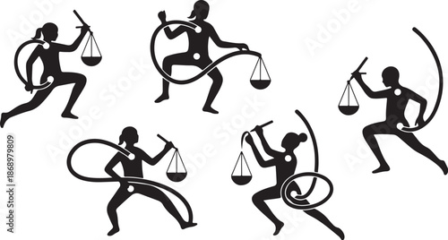 Zodiac signs Libra and Sagittarius in dynamic poses combined