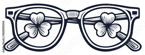 Eyeglasses with Shamrock Reflections Illustration for Irish Celebrations