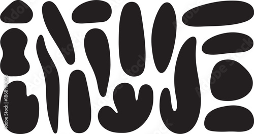 Abstract black shapes on white background illustration design