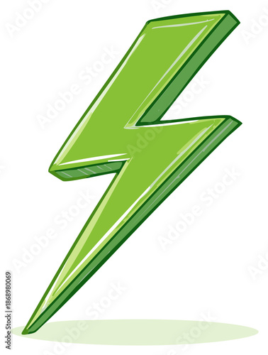 Bright Green Lightning Bolt Symbol Design Element
