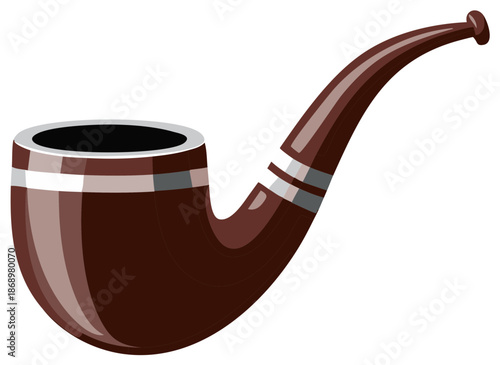 Illustration of a brown tobacco pipe, isolated on a white background with space for text.