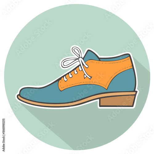 Stylized Two Tone Oxford Shoe with Laces and Shadow Effect