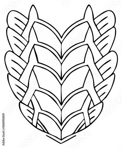 Stylized Hop Cone Emblem Decorative Line Art Symbol