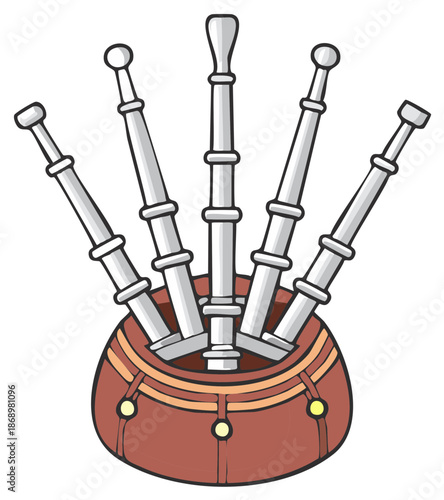 Illustration of a traditional bagpipe instrument