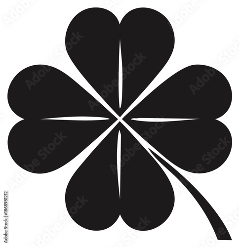 Stylized Four Leaf Clover Icon Representing Luck Fortune Good Omen St Patricks Day Celebration