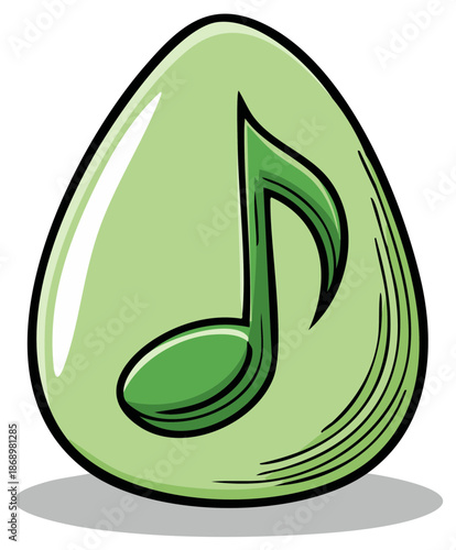 Green Easter Egg with Music Note Symbol and Shadow