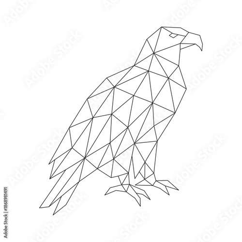 Polygonal line art of eagle vector
