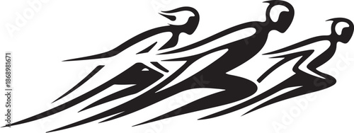 Cyclists Racing in Motion with Helmets On