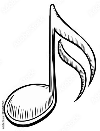 Hand Drawn Eighth Note Symbol Sketch with Musical Notation Elements