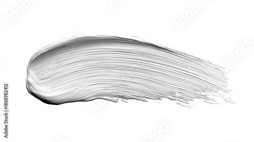 single brush stroke isolated on pure white background, smooth horizontal paint stroke