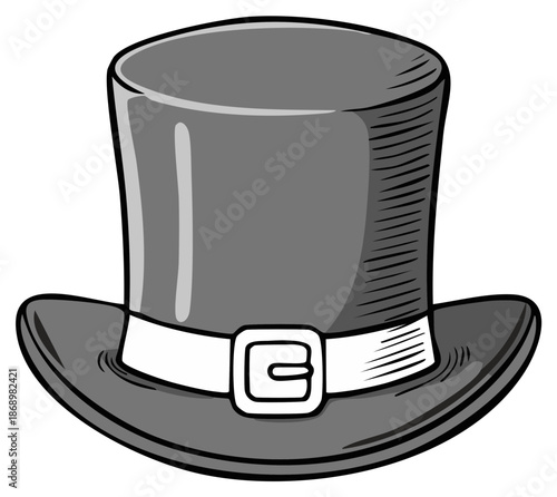 Classic Top Hat With Decorative Band and Buckle