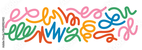 Creative Abstract Color Gradient Lines For Kids. Wave Shape Pattern. Vector 3D Graphic Design Elements. Wavy Dynamic Rainbow Ribbons