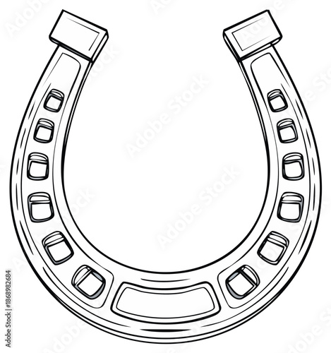 Classic Metal Horseshoe Outline Design Symbolizing Luck and Horses