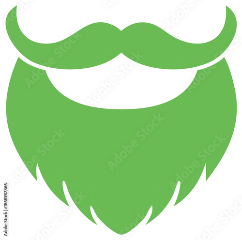 St Patricks Day Leprechaun Green Beard and Moustache Icon Illustration