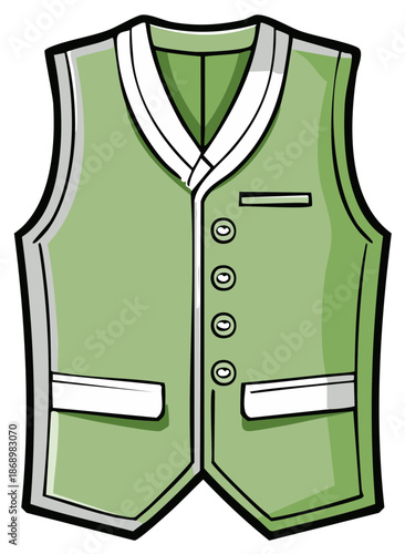 Formal green vest with buttons and pockets illustration