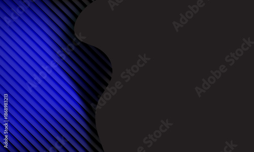 Blue glass texture with dark background ripple pattern and smooth light distortion. Wavy abstract flow, futuristic blur effect, reeded vertical displacement. Vector illustration