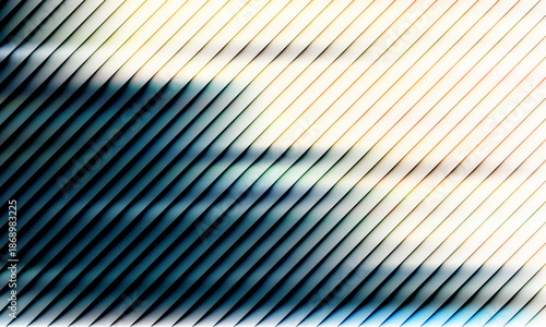 Gradient glass texture with off white, teal and navy ripple pattern and smooth light distortion. Wavy abstract flow, futuristic blur effect, reeded vertical displacement. Vector illustration