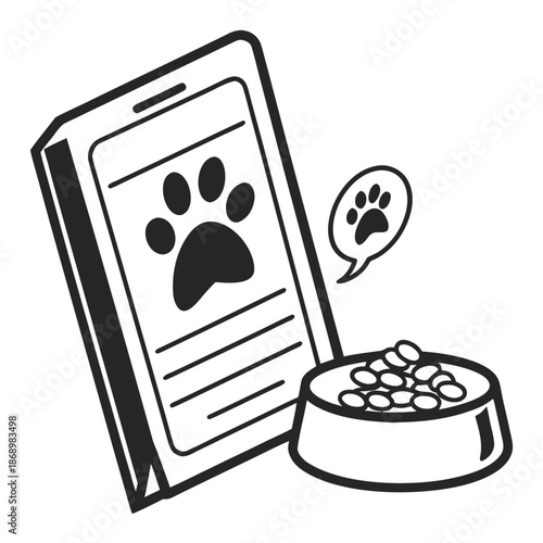 Pet Diet Planning App Icon - Minimal White Vector