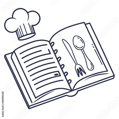 Recipe Book UI Icon Line Vector White Background