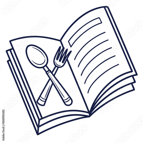 Recipe Book UI Icon Line Vector White Background