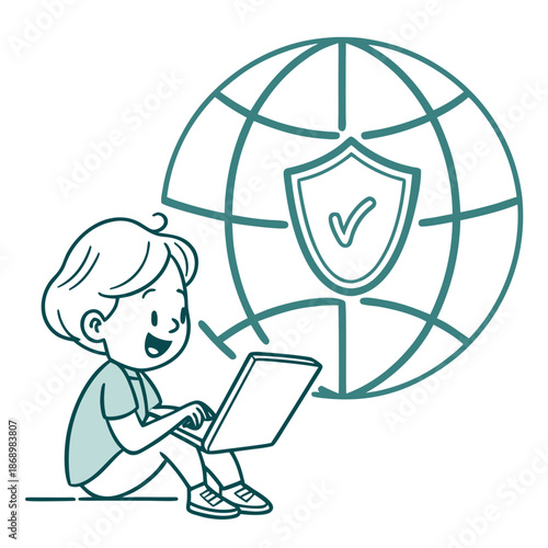 Safe Browsing Kids Icon - Minimal Vector White