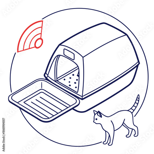 Smart Litter Box Icon Outline Vector White Background