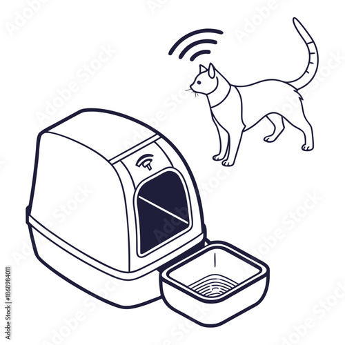 Smart Litter Box Icon - Pet Care Technology Vector