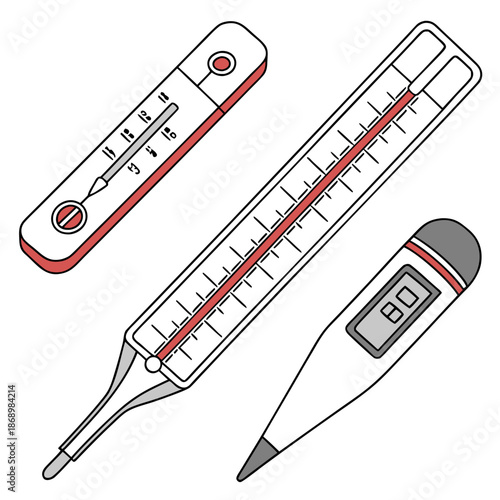Thermometer Object Variations Vector Collection