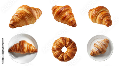 Wallpaper Mural Set of fresh croissants and pastry on white plates. Torontodigital.ca