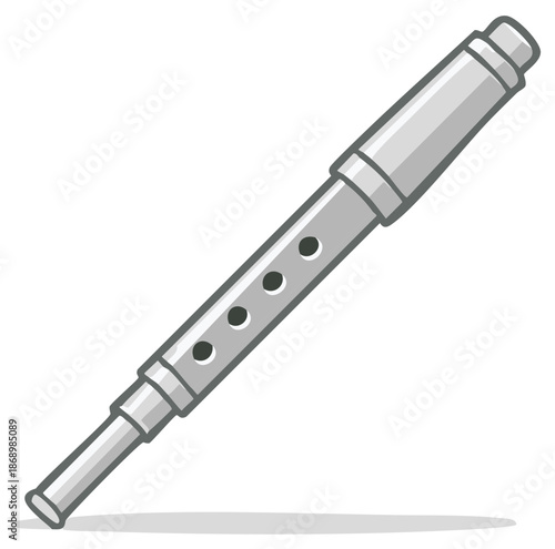 Cartoon Silver Flute Musical Instrument Illustration