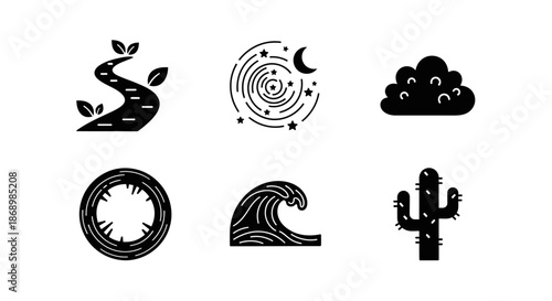 Waves, Clouds, Cacti - Abstract Designs in Black and White