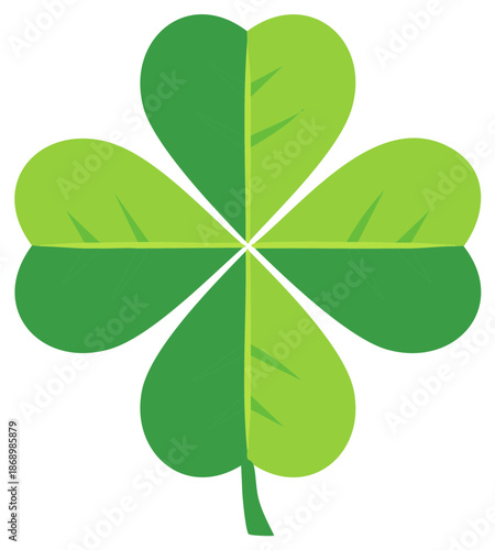 Green Clover Leaf Symbol Fresh Lucky Charm Four Leaf Silhouette Illustration