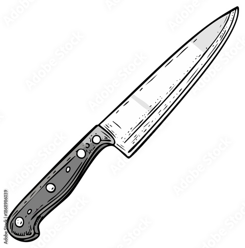 Hand Drawn Chef Knife Illustration Sharp Kitchen Tool