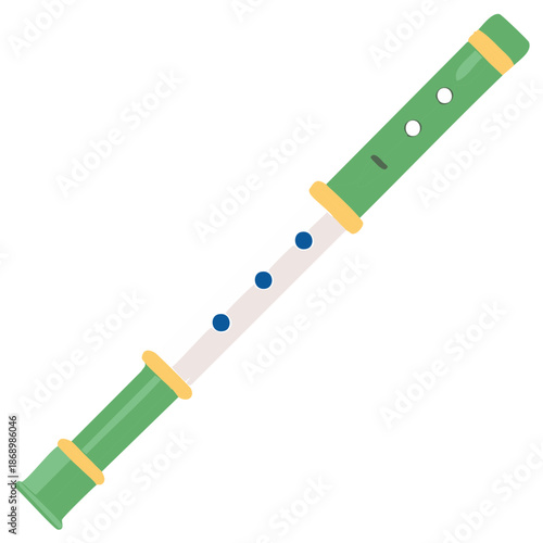 Green and White Recorder with Blue Dots for Sound Production in Musical Education