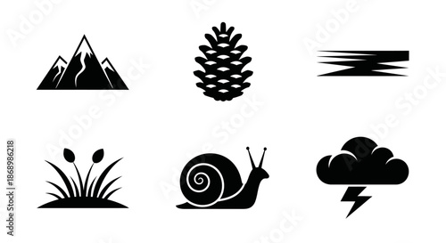 Snail Encounter in Mountain Landscape, Illustration, Calm Setting