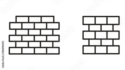 Brick wall line icon, brick graphic symbols collection, simple outline vector illustration for construction, building or architecture, editable outline, for web and app design.

