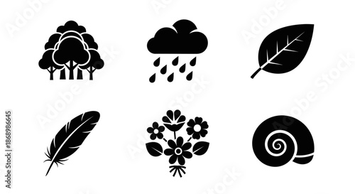 Rainfall and Greenery in a Serene Landscape Illustration