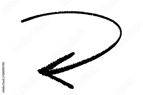 手描き筆描きの左向きカーブ矢印 シンプルでラフな方向案内アイコン