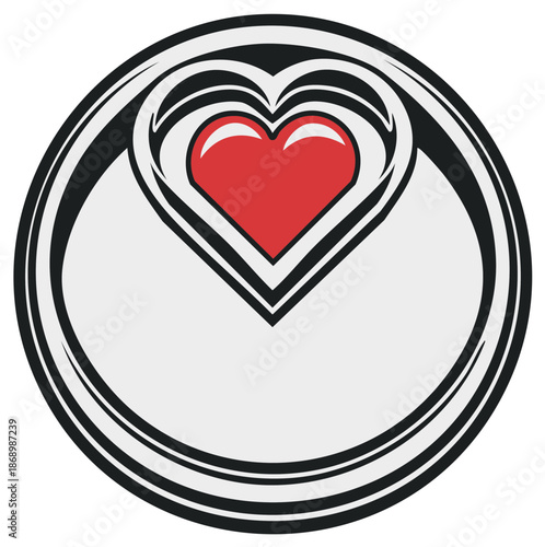 Stylized Heart Graphic Within a Circle, Love and Affection Concept
