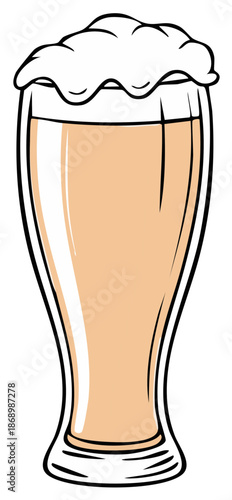 Cartoon Glass of Beer with Foam